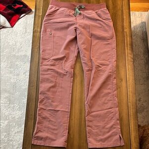 Figs Mauve Pants with Teal Drawstring